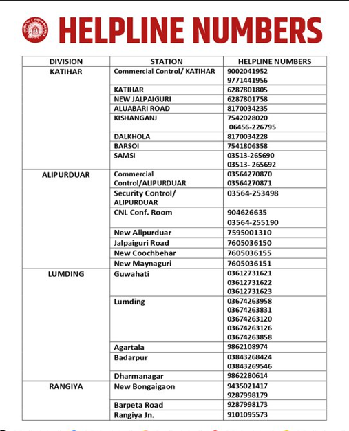 Kanchenjunga Express Accident Helpline Number